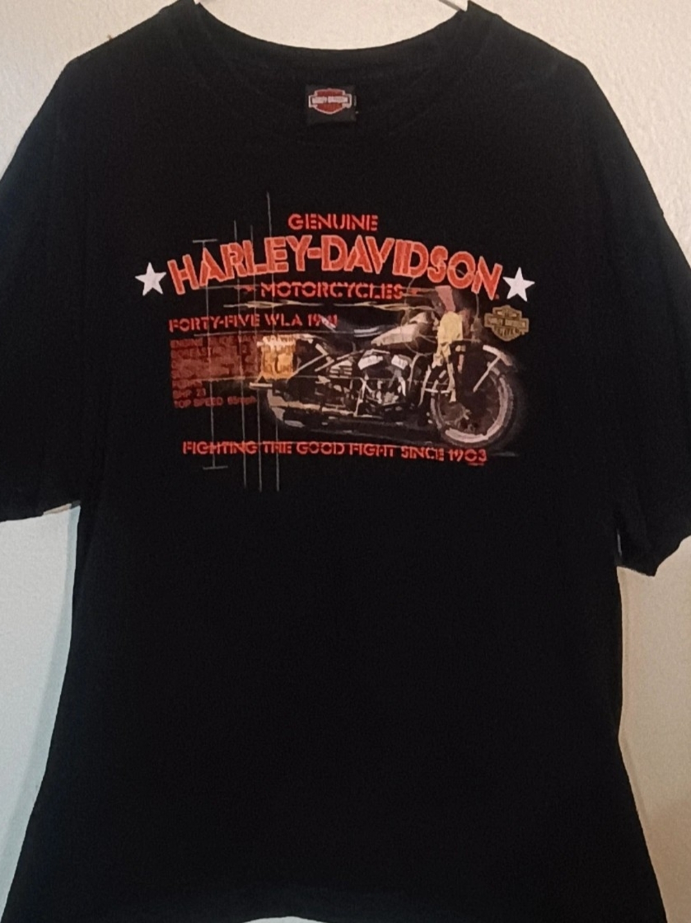 Harley-Davidson Black Vintage Y2K Short-Sleeve Tee With Motorcycle Graphic